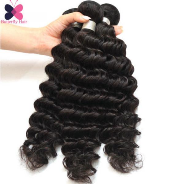 Brazilian Deep Wavy Virgin Human Hair Weave Deep Wave Curly Hair 3 Bundles 150g #4 image