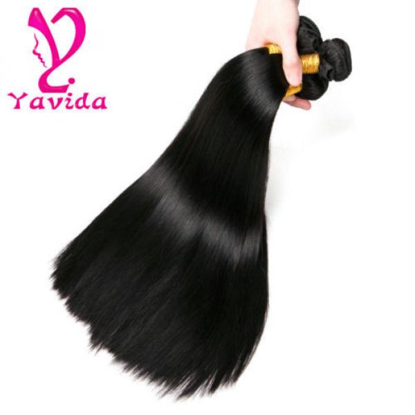 Cheap 300g/3 Bundles Brazilian 7A Straight Virgin Human Hair Extensions Weft #1B #1 image