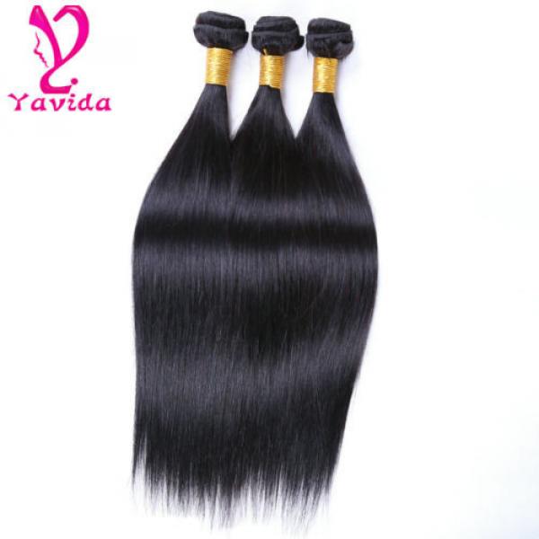 Cheap 300g/3 Bundles Brazilian 7A Straight Virgin Human Hair Extensions Weft #1B #2 image