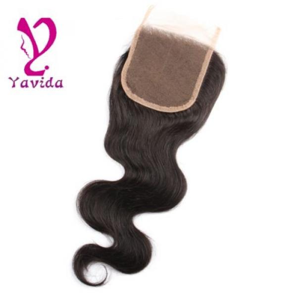Virgin Brazilian Body Wave Human Hair 4*4 Lace Closure Free Middle Three Part #2 image