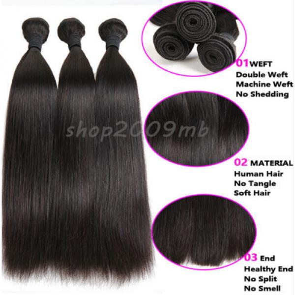 8A 1 Bundle 100% Remy Virgin Brazilian Human Hair Extensions Weft Straight Hair #3 image