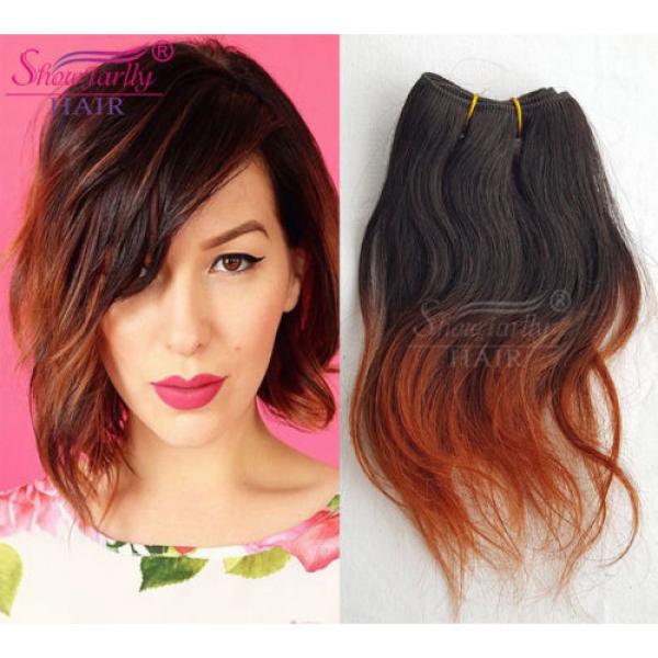 6&#034; Black To Medium Auburn Brazilian Virgin Hair Weft Natural Wave Hair Bundles #1 image