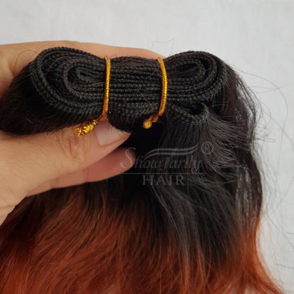 6&#034; Black To Medium Auburn Brazilian Virgin Hair Weft Natural Wave Hair Bundles #3 image