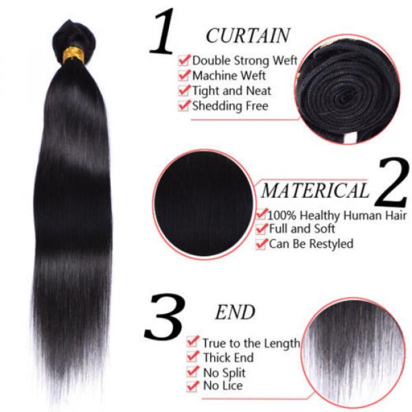 4 bundles Brazilian Virgin Remy hair Straight Human Hair Weave Extensions 200g #2 image
