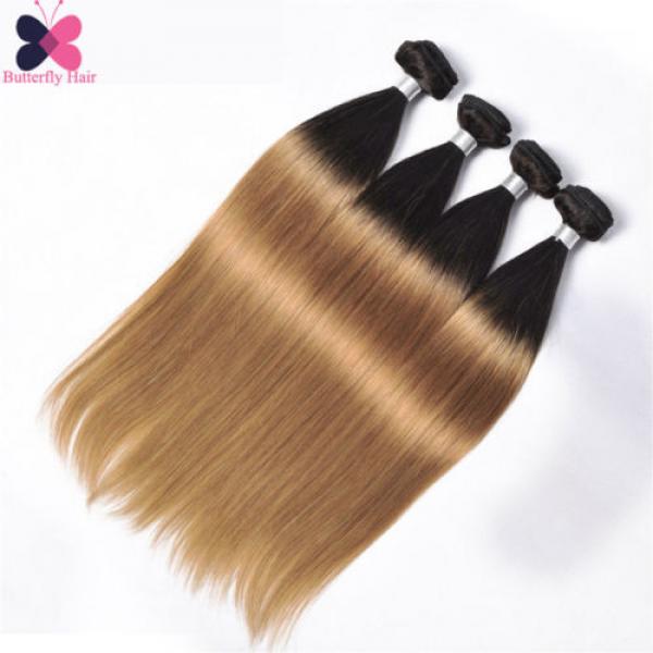 8A Ombre Human Hair 4 Bundles With Closure Straight Brazilian Virgin Remy Hair #5 image