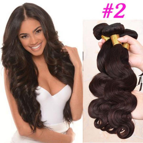 2# 4# Brown Color Brazilian Virgin Hair Body Wave 3 Bundles Human Hair Weft 7A #1 image