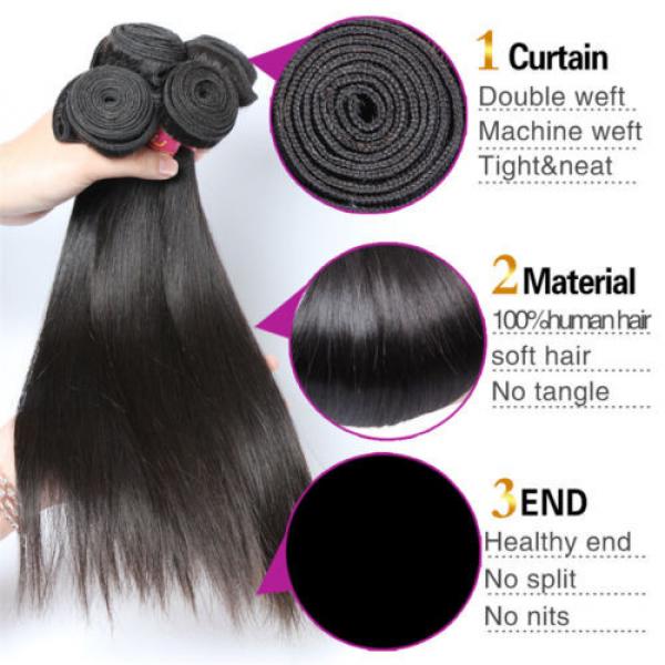 Brazilian virgin hair straight 3 bundles  Unprocessed  human hair natural black #5 image