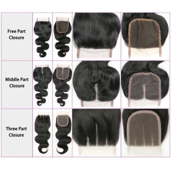 Top Lace Closure Brazilian Virgin Remy 8A Human Hair Swiss Lace 4&#034;x4&#034; Body Wave #2 image