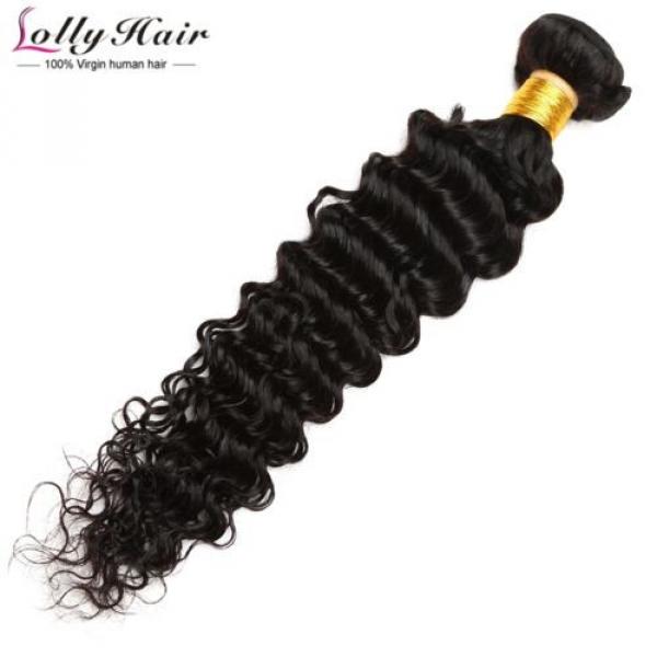 7A Brazilian Human Virgin Hair Deep Curly Wave 3 Bundles With 4*4 Lace Closure #4 image