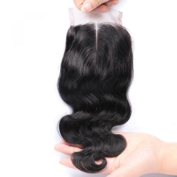 Top Lace Closure Brazilian Virgin Remy 8A Human Hair Swiss Lace 4&#034;x4&#034; Body Wave #5 image