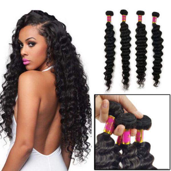 200g 4 Bundles 100% Brazilian Deep Wave Virgin Human Hair Bundles Weft Grade 8A #1 image