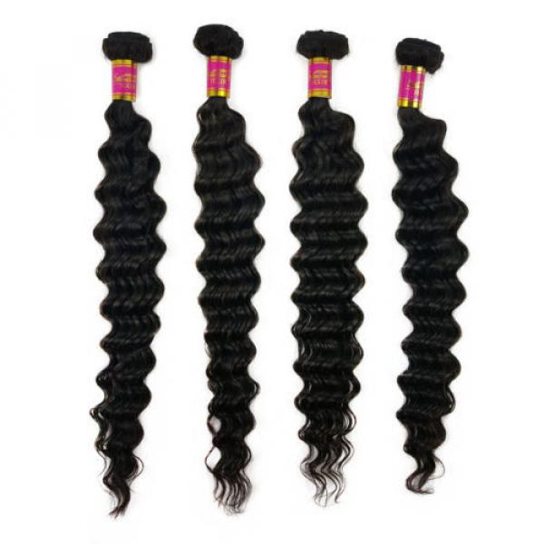 200g 4 Bundles 100% Brazilian Deep Wave Virgin Human Hair Bundles Weft Grade 8A #2 image