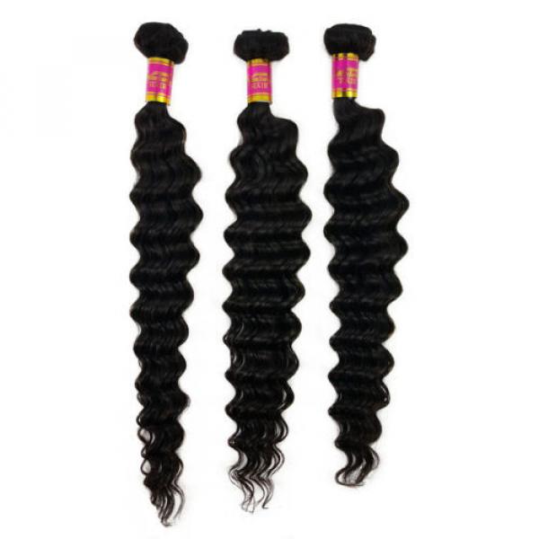 200g 4 Bundles 100% Brazilian Deep Wave Virgin Human Hair Bundles Weft Grade 8A #5 image