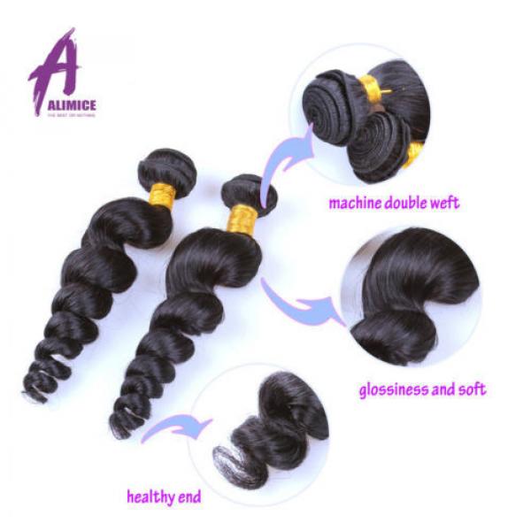 Loose Wave 3 Bundles with Closure Brazilian Virgin Hair Human Hair Extensions #2 image