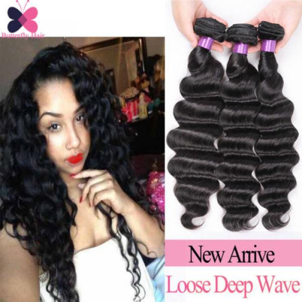 Ombre Brazilian Virgin Hair Loose Deep Wave 3 Bundles 300g Wavy Human Hair Weave #1 image
