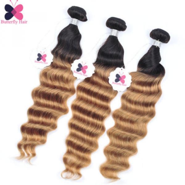 Ombre Brazilian Virgin Hair Loose Deep Wave 3 Bundles 300g Wavy Human Hair Weave #5 image