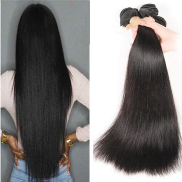 3 Bundles/150G Straight 100% Virgin Brazilian Real Human Hair Extensions weave #1 image