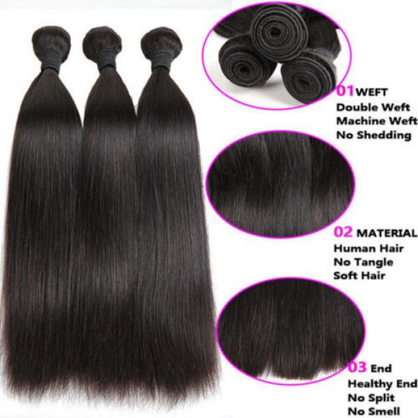 3 Bundles/150G Straight 100% Virgin Brazilian Real Human Hair Extensions weave #3 image
