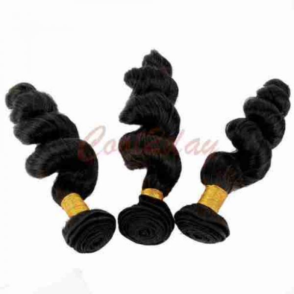 3 Bundles Brazilian Loose Wave Hair Weft 100% Virgin Human Hair Extensions Weave #5 image