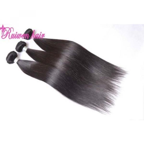 3PCS 10&#034; 8A Virgin Hair Straight Human Hair Weave Bundles Brazilian Hair 150g #4 image