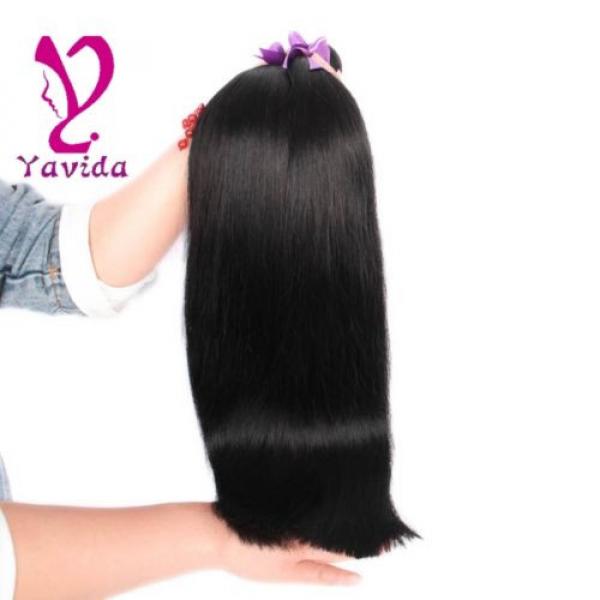 1 Bundle/100g 100% Unprocessed Virgin Brazilian Straight Silky Human Hair Weft #1 image