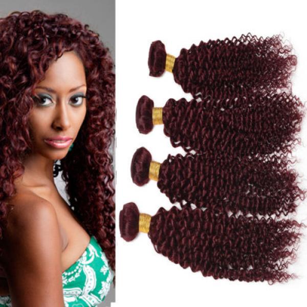 4Bundles Brazilian Virgin Weave Human Hair Extension Kinky Curl Color 99j 7A #1 image
