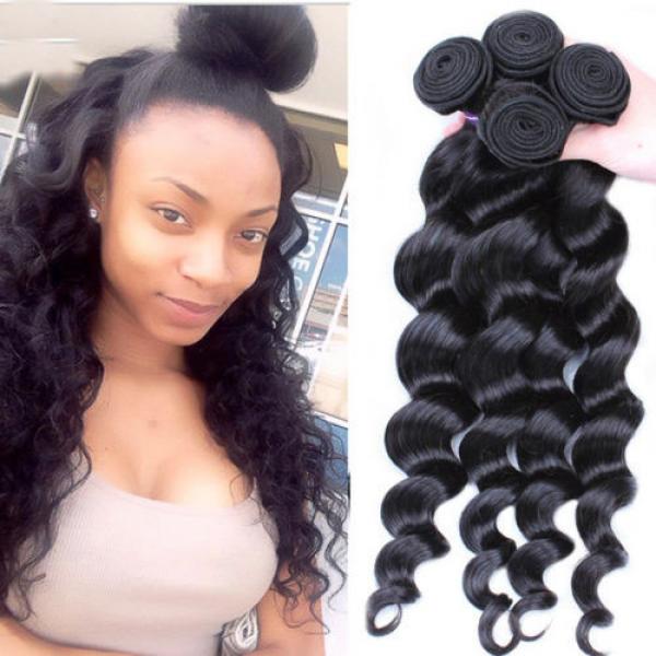 6A 4 Bundles Brazilian Human Hair Weave Virgin Loose Wave Hair Extension Weft #1 image