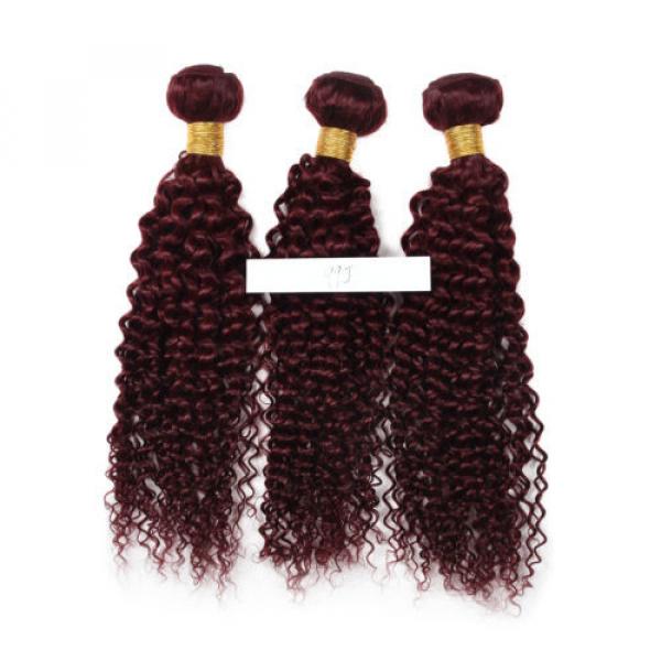 4Bundles Brazilian Virgin Weave Human Hair Extension Kinky Curl Color 99j 7A #2 image