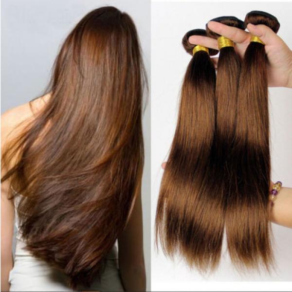 1 Bundle 18&#034; 100% Brazilian Remy Virgin Human Hair Extensions Wefts Colour #4 #1 image