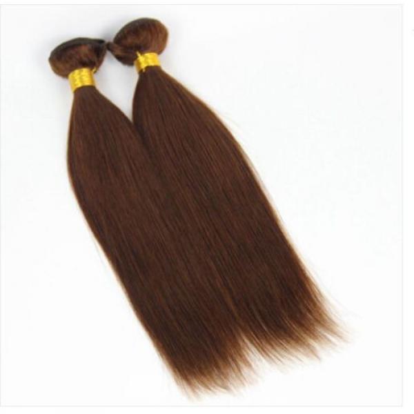 1 Bundle 18&#034; 100% Brazilian Remy Virgin Human Hair Extensions Wefts Colour #4 #2 image