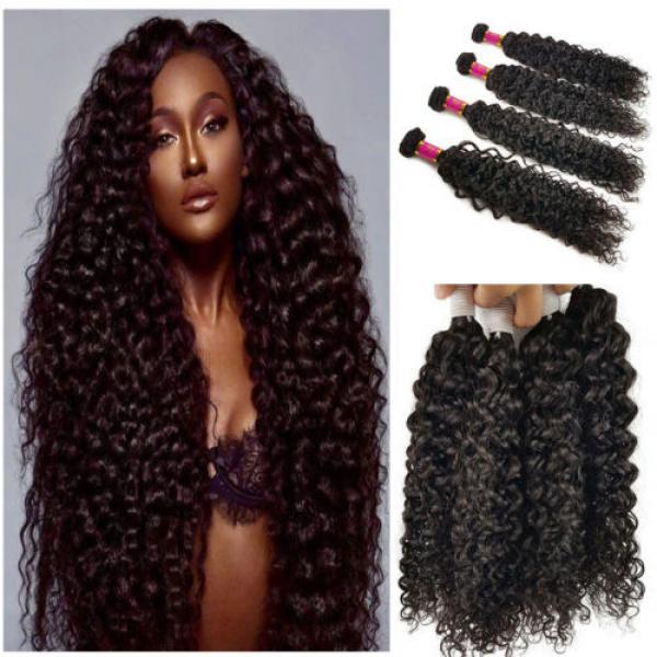 3 Bundles 150g 100% Brazilian Curly Wave Virgin Hair Weft Bundles Hair Weave 8A #1 image