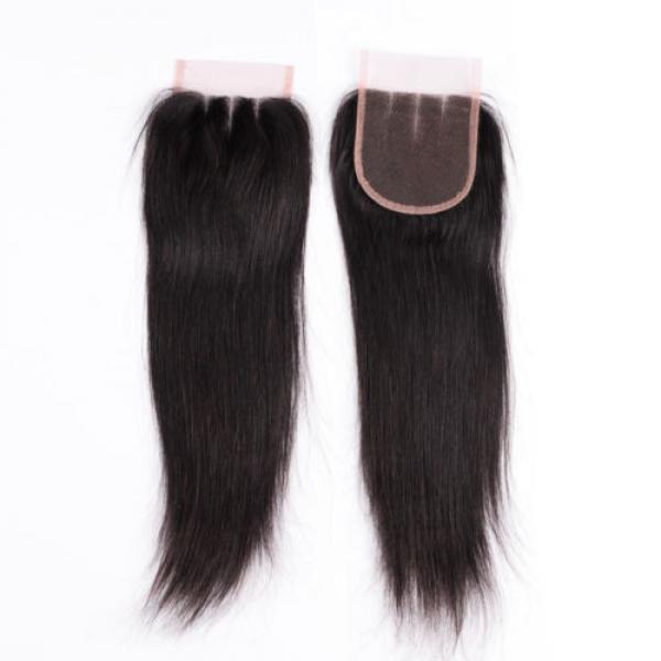 4*4 inch Brazilian Virgin Hair Lace Closures 1B Straight Top Closure Hair Piece #1 image