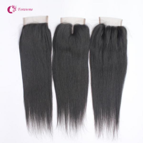 4*4 inch Brazilian Virgin Hair Lace Closures 1B Straight Top Closure Hair Piece #2 image