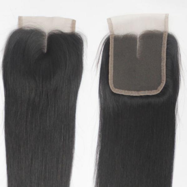 4*4 inch Brazilian Virgin Hair Lace Closures 1B Straight Top Closure Hair Piece #4 image