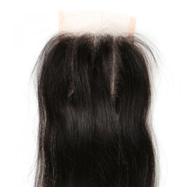 Virgin Brazilian Human Hair Straight Lace Closure Frontal Body Wave Three Part #3 image