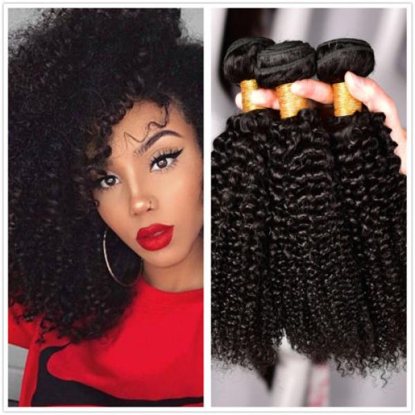 3 Bundles 300g Brazilian Virgin Hair Curly Weave Human Hair Extensions Black #1 image