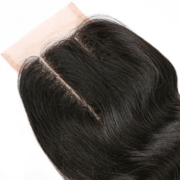 Virgin Brazilian Human Hair Straight Lace Closure Frontal Body Wave Three Part #4 image