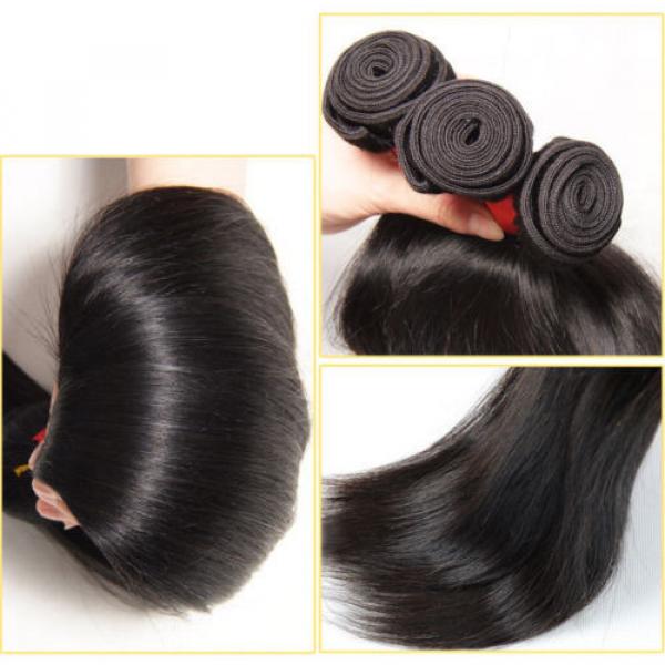 3Bundles Straight Hair With Lace Closure Brazilian Virgin Human Hair Weave TOP8A #5 image