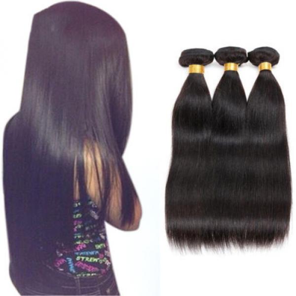 3Bundles Virgin Brazilian Human Hair 100% Real Straight Silky Natural Black Hair #1 image