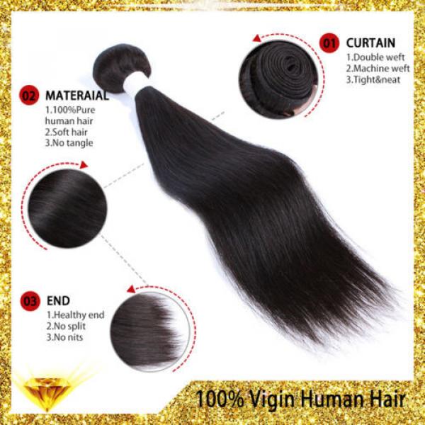 3Bundles Virgin Brazilian Human Hair 100% Real Straight Silky Natural Black Hair #4 image