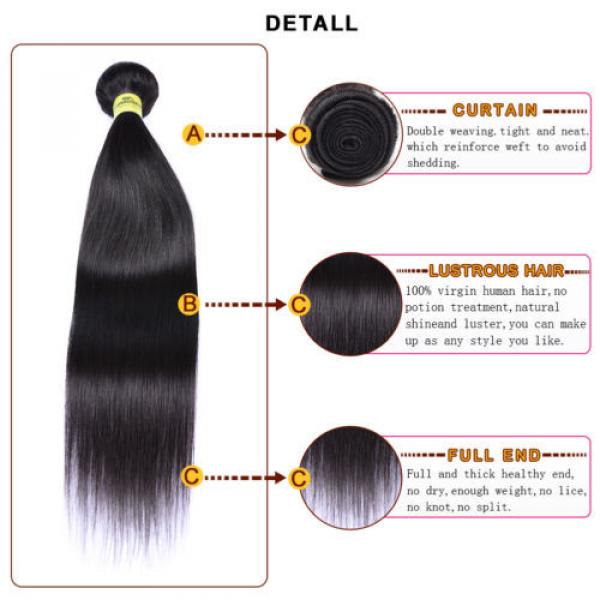 4 Bundles Remy Virgin Brazilian Straight Human Hair Weave Extensions 200g #2 image