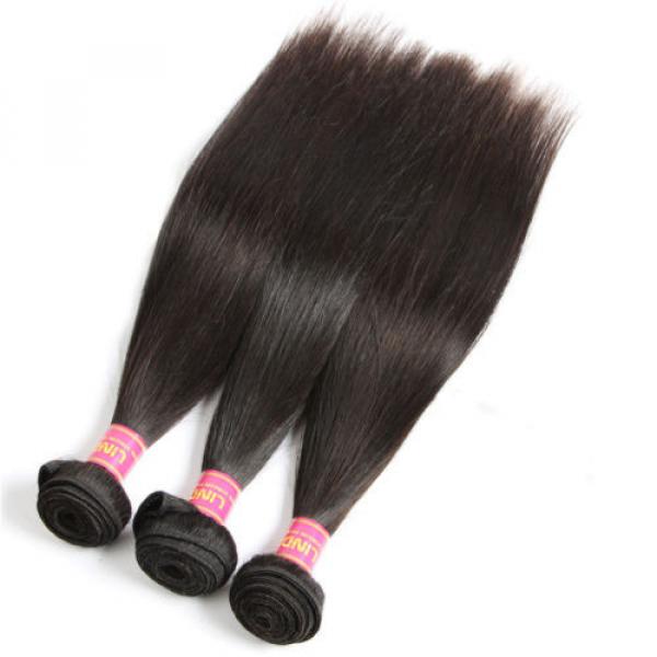 Brazilian Virgin Hair Straight 3pcs 12&#034; Mink Brazillian Human Hair Weave Bundles #4 image