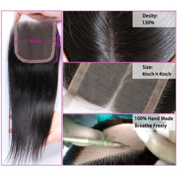 Top Quality Brazilian Straight Human Hair Lace Closure Brazilian Virgin Hair #5 image