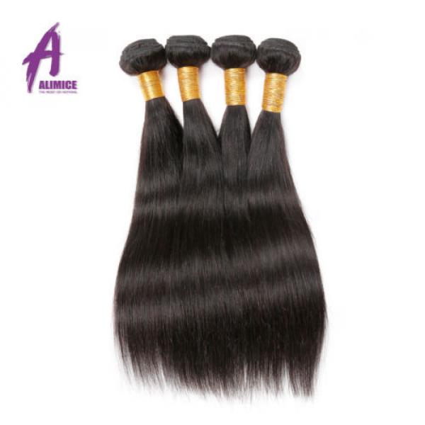 Straight Hair With Lace Closure Brazilian Virgin Human Hair 4Bundles Extension8A #2 image