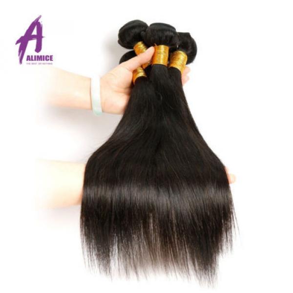 Straight Hair With Lace Closure Brazilian Virgin Human Hair 4Bundles Extension8A #3 image