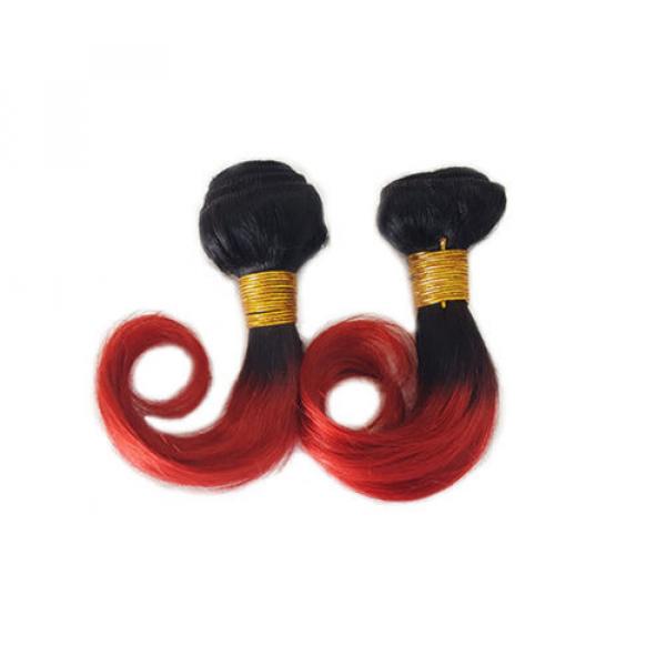 10&#034; Brazilian Body Wave Virgin Hair Weft Ombre BOB Short Hair Bundles 8A #1B/Red #5 image