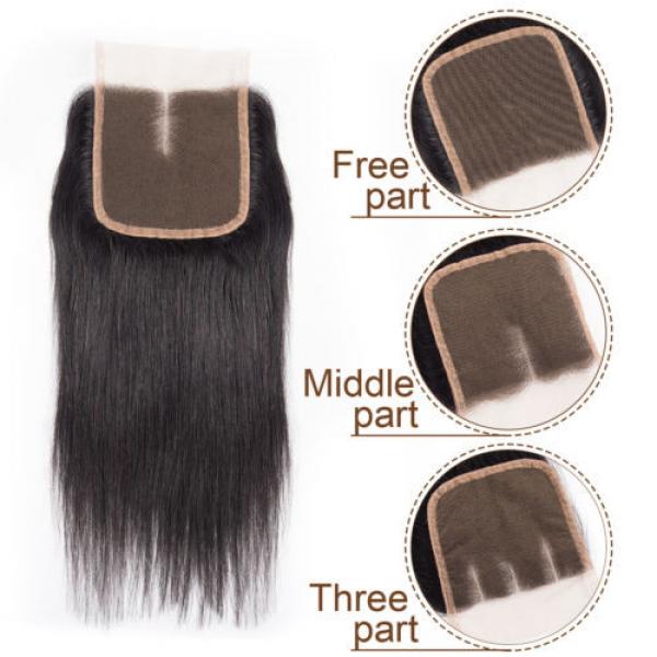 Brazilian Virgin Hair 3 Bundles Straight Weave Human Hair Weft with 1pc Closure #3 image