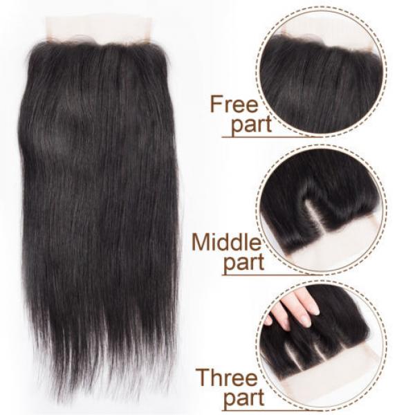 Brazilian Virgin Hair 3 Bundles Straight Weave Human Hair Weft with 1pc Closure #4 image