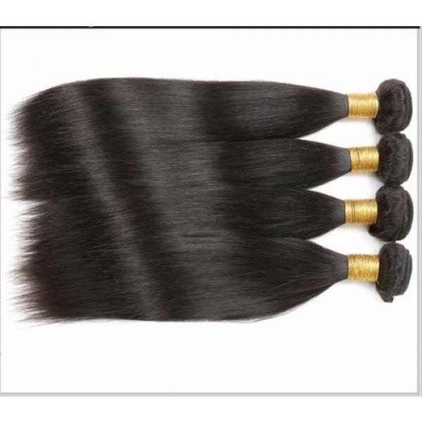 4 bundles Remy Brazilian Virgin Straight Hair 100% Human Hair Extensions 50g/Per #4 image