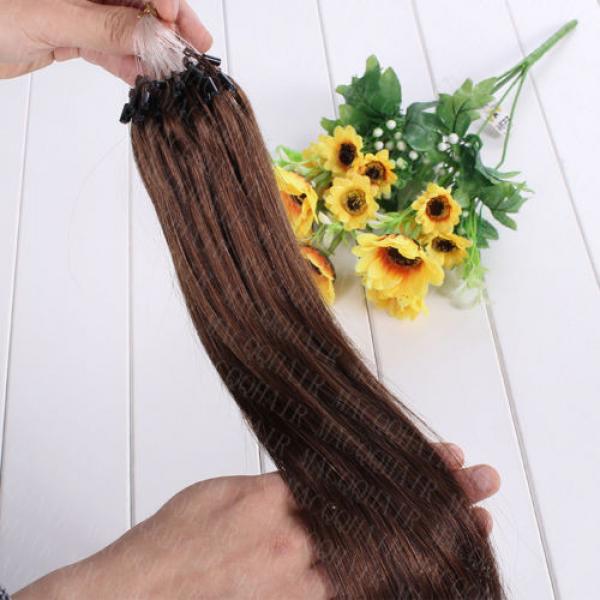 16&#034;-26&#034; Micro Ring Loop Bead 100% Remy Brazilian Virgin Human Hair Extensions #4 image